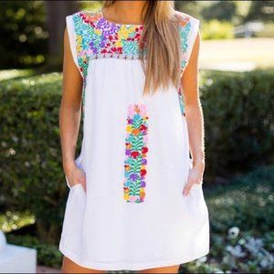 J.Marie White Embroidered Dress